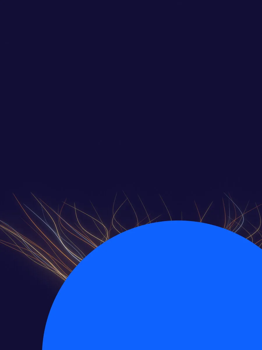 Lines of light running into one large blue period